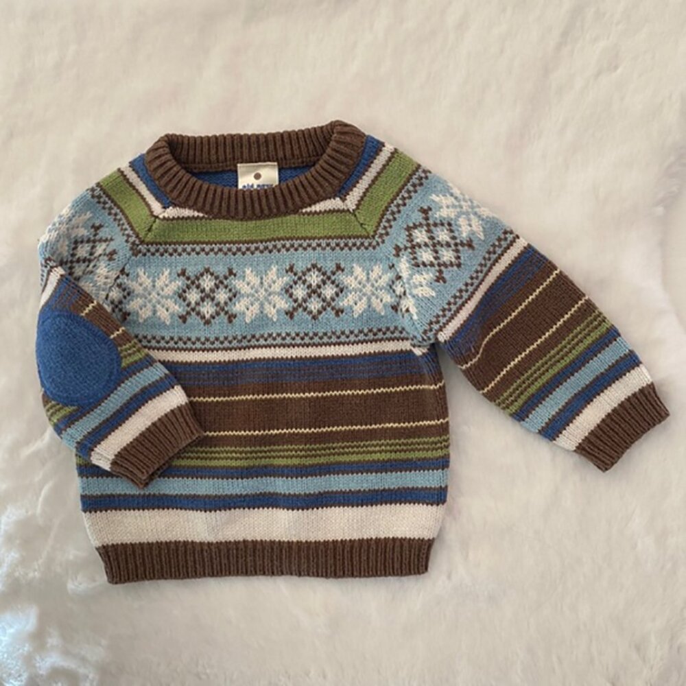 Old Navy Fair Isle Stripe Snowflake Knit Sweater 3-6 Months